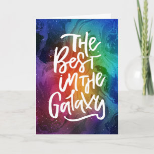 Tarjeta Festiva Lo Mejor en el Universo Arcoíris Espacio San Valen