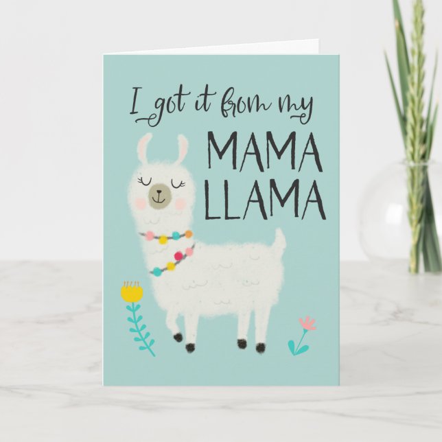 Tarjeta Festiva Lo obtuve del Día de la Madre Mamá Llama (Anverso)