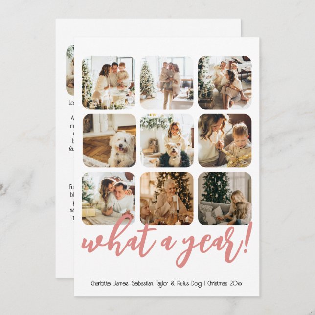 Tarjeta Festiva Lo que un año 12 foto y texto personalizado (Anverso / Reverso)