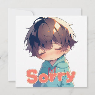 Tarjeta Festiva Lo siento Anime Chico Cara Triste