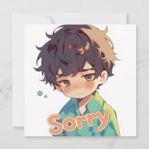 Tarjeta Festiva Lo siento Anime de Niño Triste y Lindo