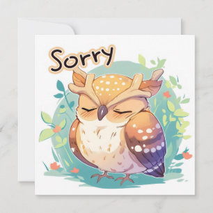 Tarjeta Festiva Lo siento búho pájaro lindo