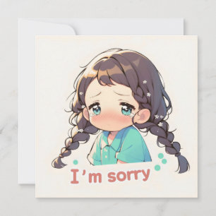 Tarjeta Festiva Lo siento chica anime llorando triste