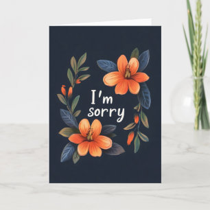 Tarjeta Festiva Lo siento Naranja Flores Azul