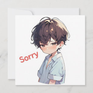 Tarjeta Festiva Lo siento Triste Chico Anime Lindo