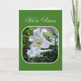 Tarjeta Festiva Lo suben, las bendiciones de Pascua, lirio blanco