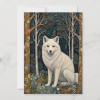 Lobo blanco vintage boho bosque forestal