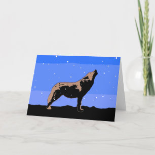 Tarjeta Festiva Lobo en invierno - Arte de vida silvestre original