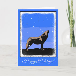 Tarjeta Festiva Lobo en invierno - Arte de vida silvestre original