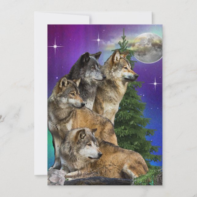 Tarjeta Festiva Lobo y Luna (Anverso)