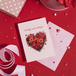 Tarjeta Festiva Locamente Enamorado | Corazón Floral | Texto Perso