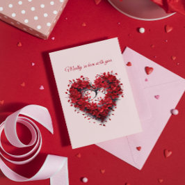 Tarjeta Festiva Locamente enamorados | Corazón floral | Texto y no