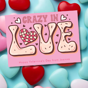 Tarjeta Festiva Loco el día de San Valentín retro de amor