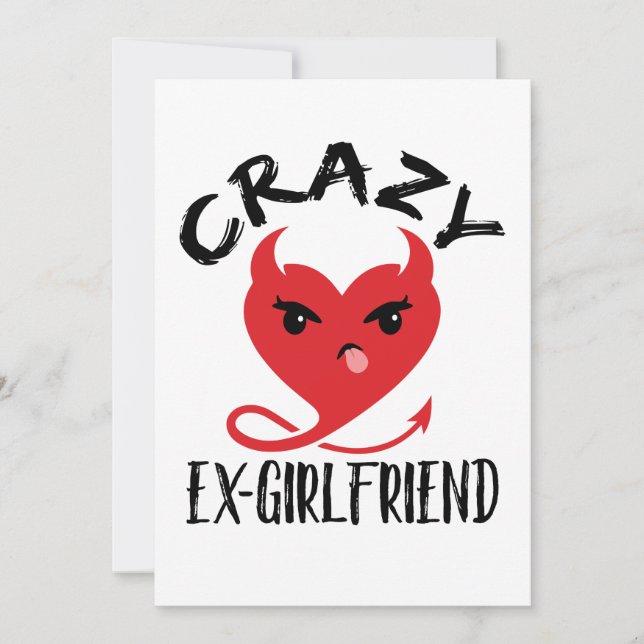 Tarjeta Festiva Loco Ex-Girlfriend Funny Devil Red Heart (Anverso)