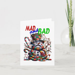 Tarjeta Festiva Loco y malo, gruñón divertido Muñeco de nieve, art