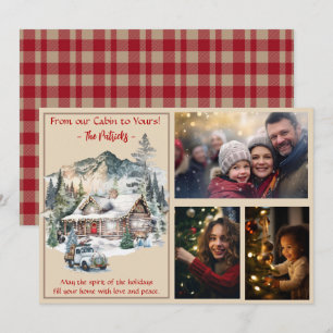 Tarjeta Festiva Log Cabin in the Mountains Navidades 3 Foto