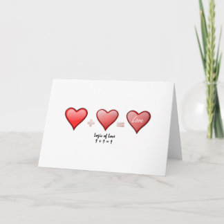 Tarjeta Festiva Lógica del amor uno más un el día de San Valentín