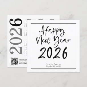 Tarjeta Festiva Logo 2026 Calendario Compañía de códigos QR Año Nu