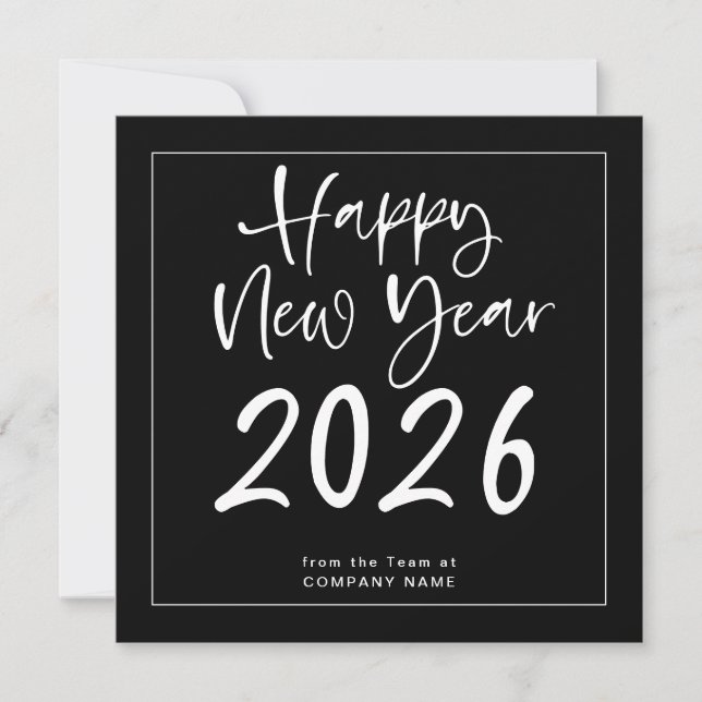 Tarjeta Festiva Logo 2026 Calendario QR Code Company Año Nuevo Neg (Anverso)