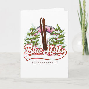 Tarjeta Festiva Logo de Blue Hills Massachusetts Ski