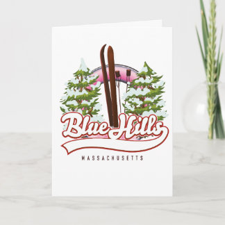 Tarjeta Festiva Logo de Blue Hills Massachusetts Ski