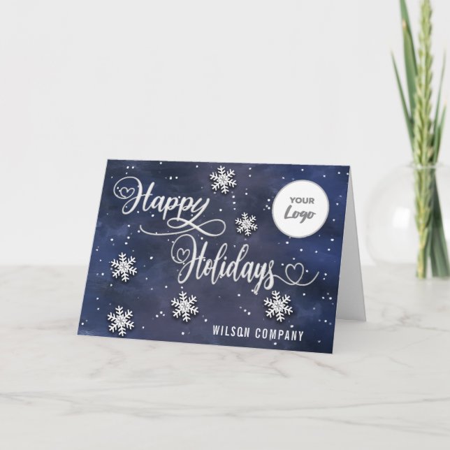 Tarjeta Festiva Logo de Calligraphy Happy Holidays (Anverso)