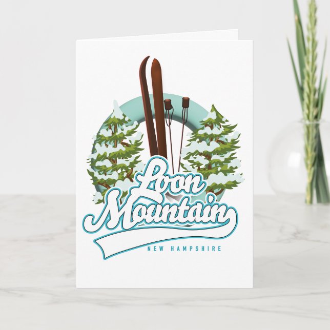 Tarjeta Festiva Logo de esquí de Loon Mountain New Hampshire (Anverso)