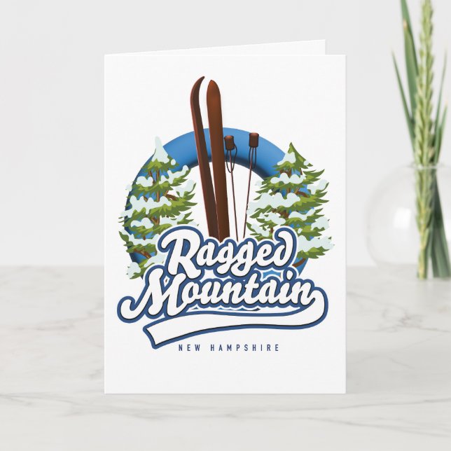Tarjeta Festiva Logo de esquí de Ragged Mountain New Hampshire (Anverso)
