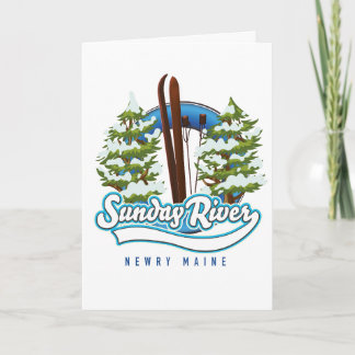Tarjeta Festiva Logo de esquí de Sunday River Newry Maine