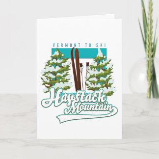 Tarjeta Festiva Logo de Haystack Mountain Vermont USA Ski