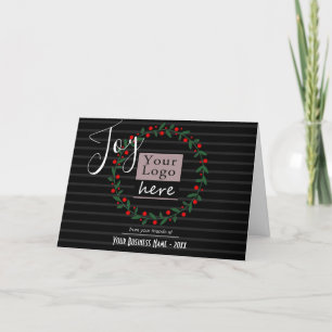Tarjeta Festiva Logo de Joy Wreath Business y foto