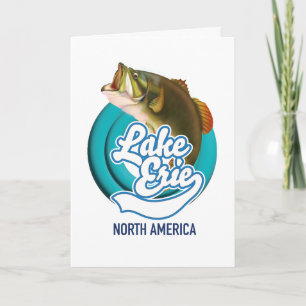 Tarjeta Festiva Logo de la pesca en el lago Erie Norteamérica