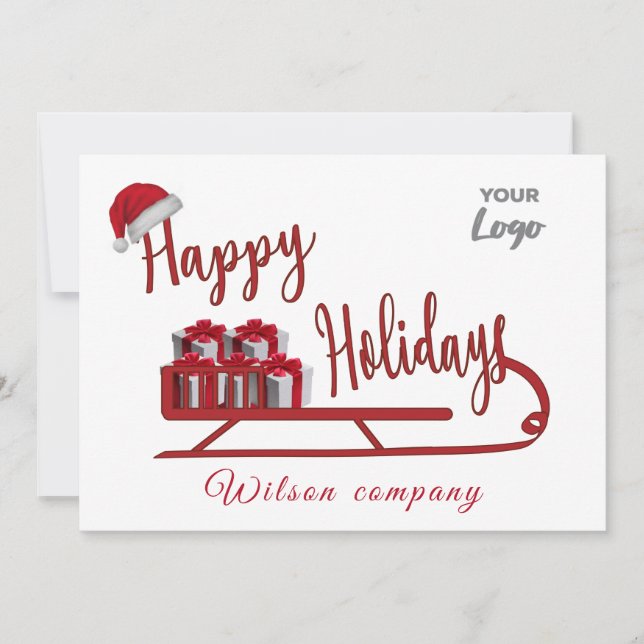 Tarjeta Festiva Logo de la tipografía moderna Sledge Happy Holiday (Anverso)