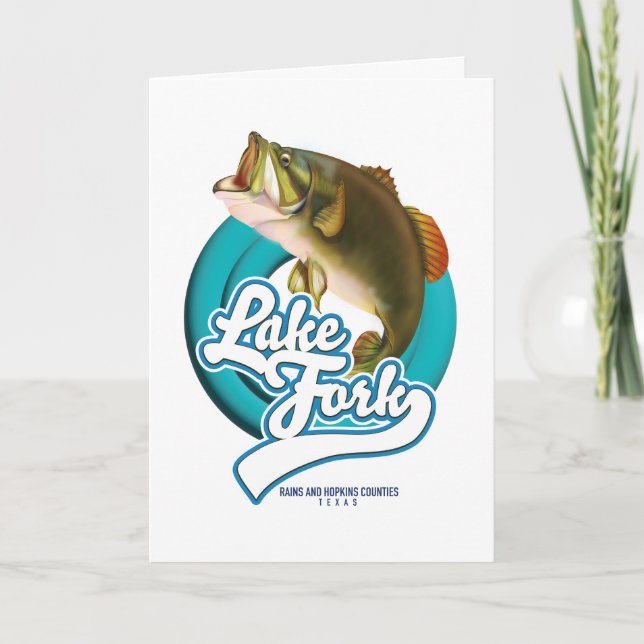 Tarjeta Festiva Logo de Lake Fork Texas Fishing. (Anverso)