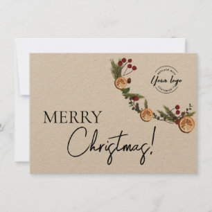 Tarjeta Festiva Logo de Merry Christmas Foliage Wreath Business