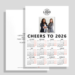 Tarjeta Festiva Logo de personalizado Foto White Calendar 2026 Bus