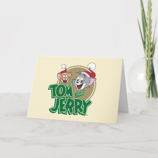 Tarjeta Festiva Logo de Tom y Jerry Holiday (Anverso)