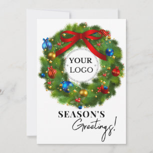 Tarjeta Festiva Logo de Wreath Business de la temporada