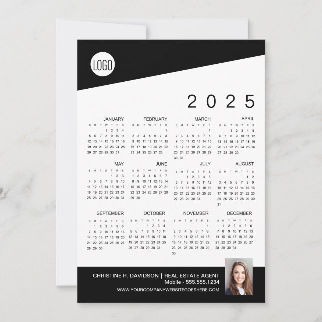 Tarjeta Festiva Logo del Calendario 2025 Foto del agente inmobilia (Anverso)