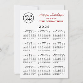Tarjeta Festiva Logo del Calendario 2025 Red White Gingham