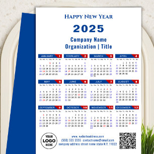 Tarjeta Festiva Logo del Calendario 2025 Rojo Patriótico Azul de l