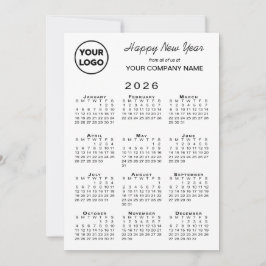 Tarjeta Festiva Logo del Calendario 2026 Black White Gingham