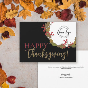 Tarjeta Festiva Logo del Personalizado de Acción de Gracias Feliz
