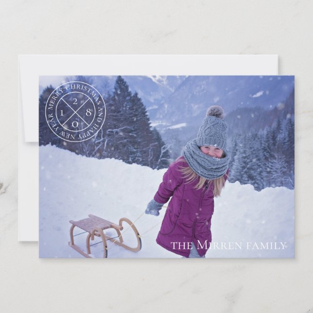 Tarjeta Festiva Logo festivo Dusty Blue Holiday Photo Card (Anverso)