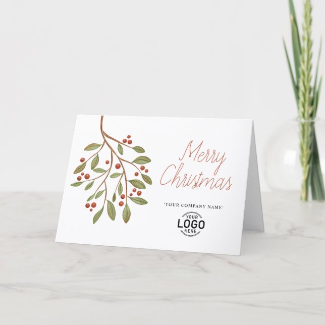 Tarjeta Festiva Logo Modern Simple Minimalist Mistletoe Business (Anverso)
