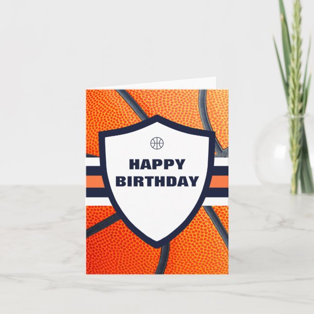 Tarjeta Festiva Logo moderno y icónico de baloncesto FELIZ CUMPLEA (Anverso)