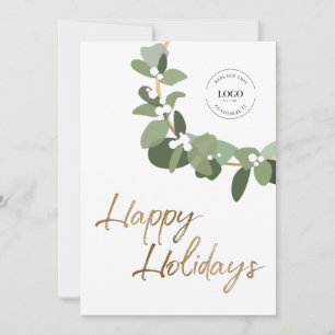 Tarjeta Festiva Logo Vertical Happy Holidays Modern Business