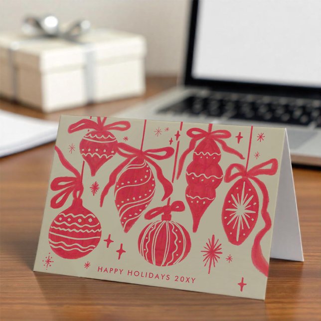 Tarjeta Festiva Logo Whimsical Red Decorations Beige Corporate (Subido por el creador)