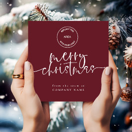 Tarjeta Festiva Logotipo comercial Burgundy Merry Christmas Square