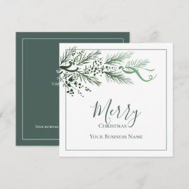 Tarjeta Festiva Logotipo comercial Navidades de verde no fotográfi